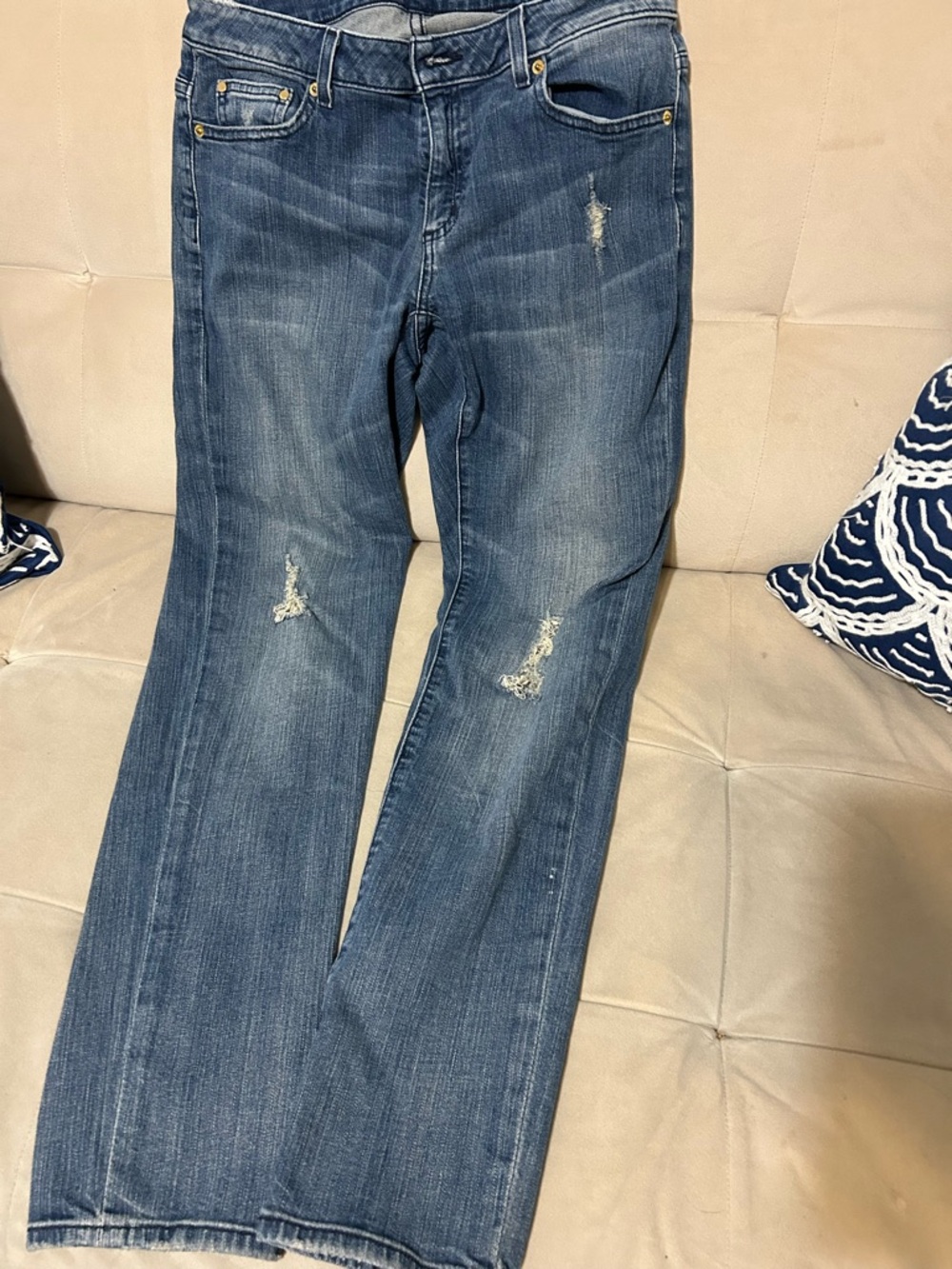 Women's Distressed Blue Jeans